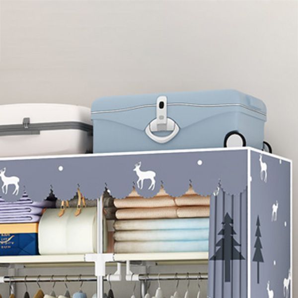 Steel Frame Wardrobe Cabinet Modern Style Wardrobe Armoire with Drawer Clearhalo 'Armoires & Wardrobes' 'armoires_wardrobes' 'Bedroom Furniture' 'furn' 'furn_armoires_wardrobes' 'Furniture' 1200x1200_afb4bb8d-1a94-4c34-8e29-1bc98e9d4b71