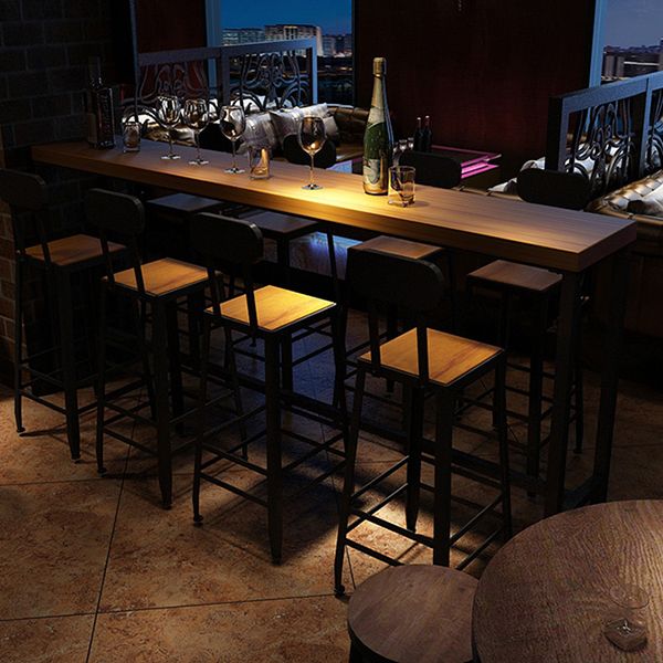 Tavolo da pranzo da bar moderno rettangolare Tavolo da bar in legno massello in marrone