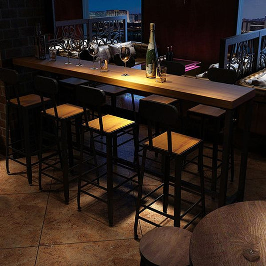 Mesa de comedor de barra rectangular contemporánea mesa de barra de madera maciza en marrón