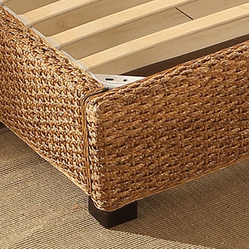 Letto standard di rattan tropicale con letto di testiera e gambe di faggio