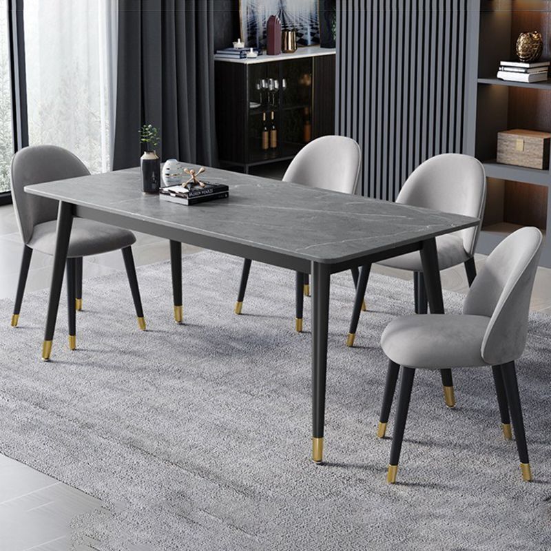 Rectangle 4 Legs Dining Table Modern Dining Room Table of Sintered Stone Clearhalo 'Dining Tables & Seating' 'Dining Tables' 'dining_table' 'furn' 'furn_dining_table' 'Furniture' 'Kitchen & Dining Furniture' 1200x1200_afb7a984-9038-4a4a-ba36-71de822a3fcd