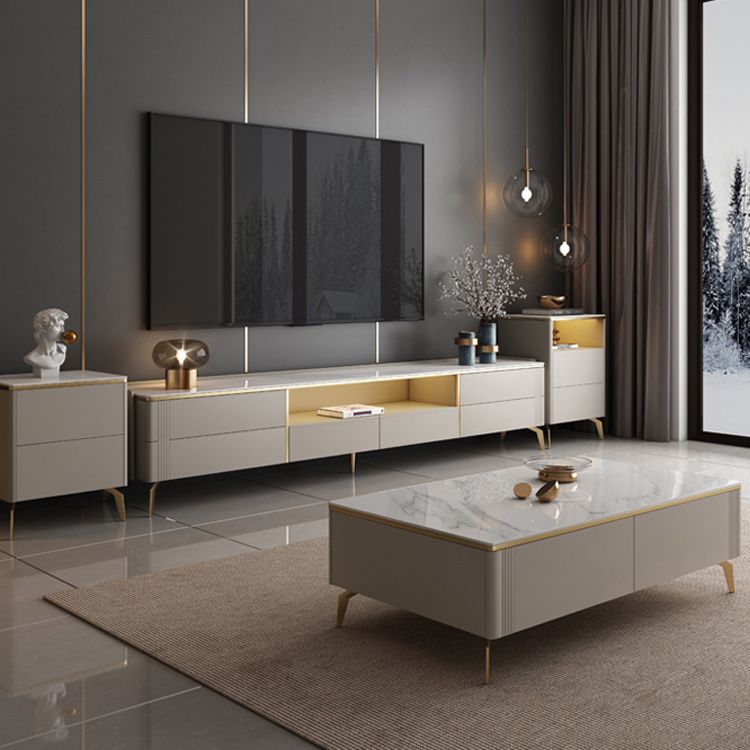 Luxurious Stone TV Console Consola 4 cajones Consola de TV con estante