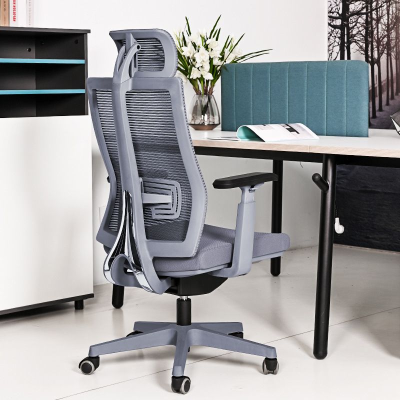 Poltrona contemporanea con supporto lombare grigio con sedia da ufficio con ruote