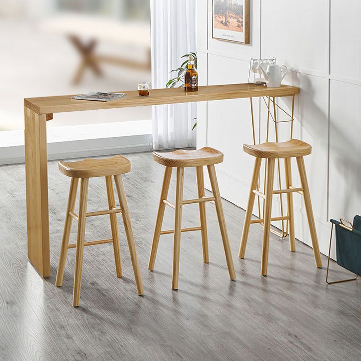 Natural Wood Counter Table with Rectangle Table Top Double Pedestal Table - 41.3" H Clearhalo 'Bar Furniture' 'Bar Tables' 'bar_tables' 'furn' 'furn_bar_tables' 'Furniture' 'furniture_bar_tables' 'Kitchen & Dining Furniture' 1200x1200_afb94e6e-d6a8-4703-877e-73005ad15f74