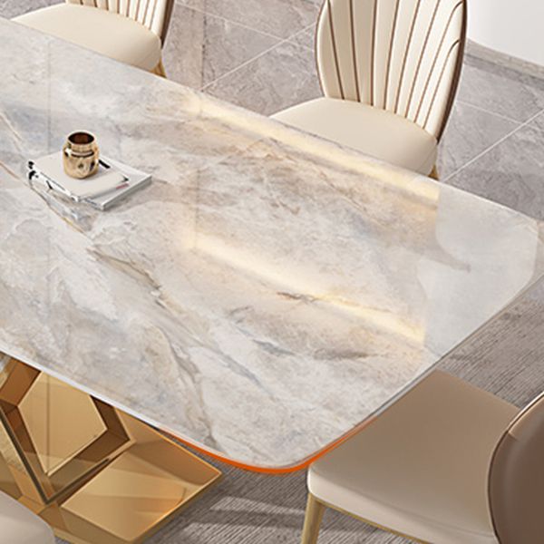 Juego de mesa de comedor de piedra gris brillante 1/4/5/7 PCS Glam Dinette Juego con sillas de cuero