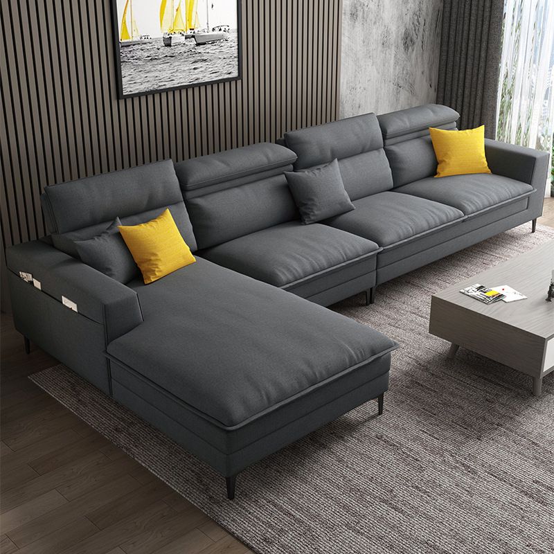 Linen Contemporary Cushions Sofa & Chaise Cushion Back Square Arm Sofa Clearhalo 'furn' 'furn_sectionals' 'Furniture' 'Living Room Furniture' 'Sectionals' 1200x1200_afba10e1-4d02-492e-ac00-0759b459d756