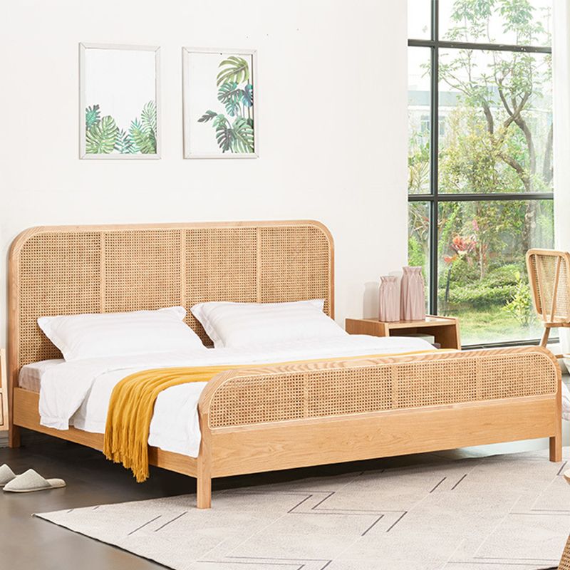Tropical Solid Wood Panel Bed Rectangular Solid Color Standard Bed Clearhalo 'Bedroom Furniture' 'Beds' 'furn' 'furn_beds' 'Furniture' 1200x1200_afbad04b-7293-491a-be2c-c0d52e893e29