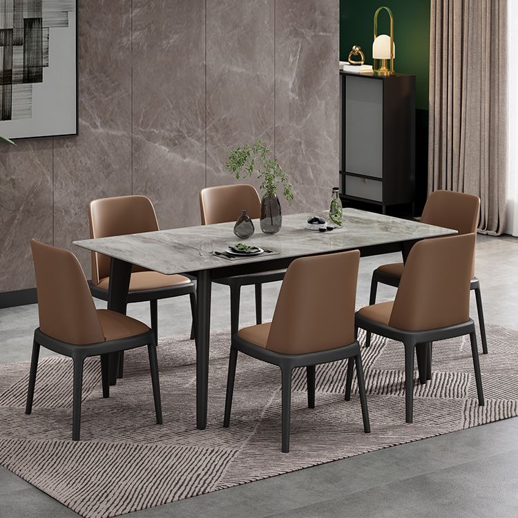 Modern Sintered Stone Rectangle Table Set 1/4/5/7 Pieces Dining Set Clearhalo 'Dining Room Sets' 'Dining Tables & Seating' 'dining_room_set' 'furn' 'furn_dining_room_set' 'Furniture' 'Kitchen & Dining Furniture' 1200x1200_afbdd6d7-90c2-4da4-807e-96437ff3404b