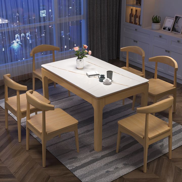 Mid-Century Modern Rectangle Dining Table Sintered Stone Table with 4 Legs Base Clearhalo ' dining_table' 'Dining Tables & Seating' 'Dining Tables' 'furn' 'furn_dining_table' 'Furniture' 'furniture_dining_table' 'Kitchen & Dining Furniture' 'kitchen&dining_furn' 'kitchen' 'kitchen_dining_table' 1200x1200_afbe79df-97cd-4234-88c4-25e74a93a7d7