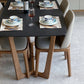 Contemporary Kitchen Dinner Table Stone Trestle Base Dining Table