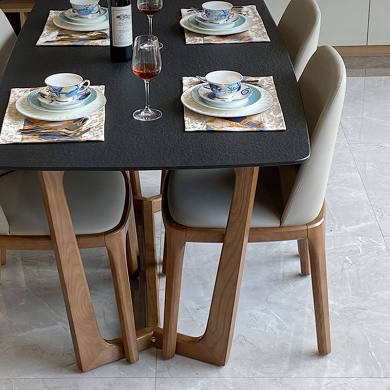 Contemporary Kitchen Dinner Table Stone Trestle Base Dining Table