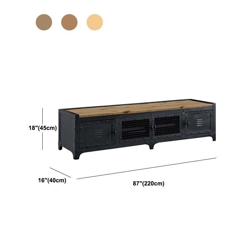 Industrial Iron & Pine Wood TV Stand for TVs 19.69" H 4 Doors TV Console Clearhalo 'furn' 'furn_tv_stands_entertainment_centers' 'Furniture' 'Living Room Furniture' 'TV Stands & Entertainment Centers' 'TV Stands & Media Storage Furniture' 'tv_stands_entertainment_centers' 1200x1200_afc187f5-2536-48cb-a129-248b1c6afcf0
