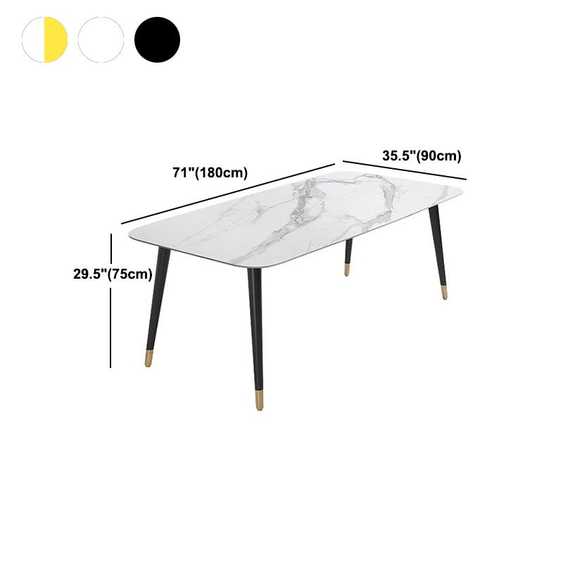 Modern Stone Rectangle Dining Table Home Kitchen Dinner Black Frame Dining Table Clearhalo 'Dining Tables & Seating' 'Dining Tables' 'dining_table' 'furn' 'furn_dining_table' 'Furniture' 'furniture_dining_table' 'Kitchen & Dining Furniture' 'kitchen' 'kitchen_dining_table' 1200x1200_afc205bd-75ae-4165-829d-b064911a477e