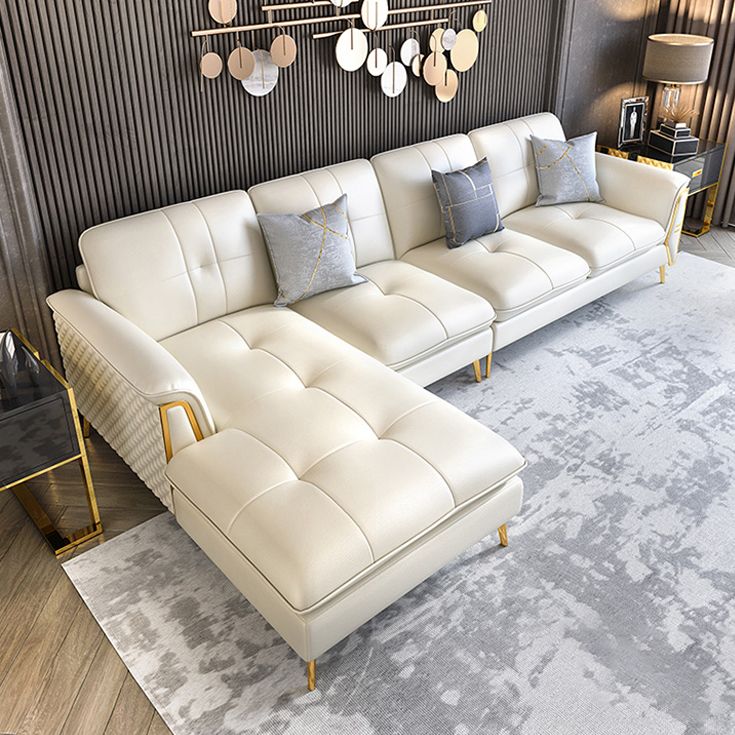 Contemporary Biscuit Back Sofa with Flared Arm for Apartment 36.61" Clearhalo 'furn' 'furn_sectionals' 'Furniture' 'furniture_sectionals' 'kitchen' 'kitchen_sectionals' 'Living Room Furniture' 'Sectionals' 1200x1200_afc2180b-c805-4e64-b18b-59e35511ef3a