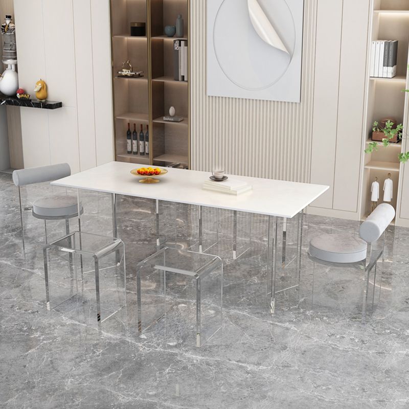 モダンな長方形の石のダイニングテーブル1/2/5/7ピースカフェ用ダイニングセット