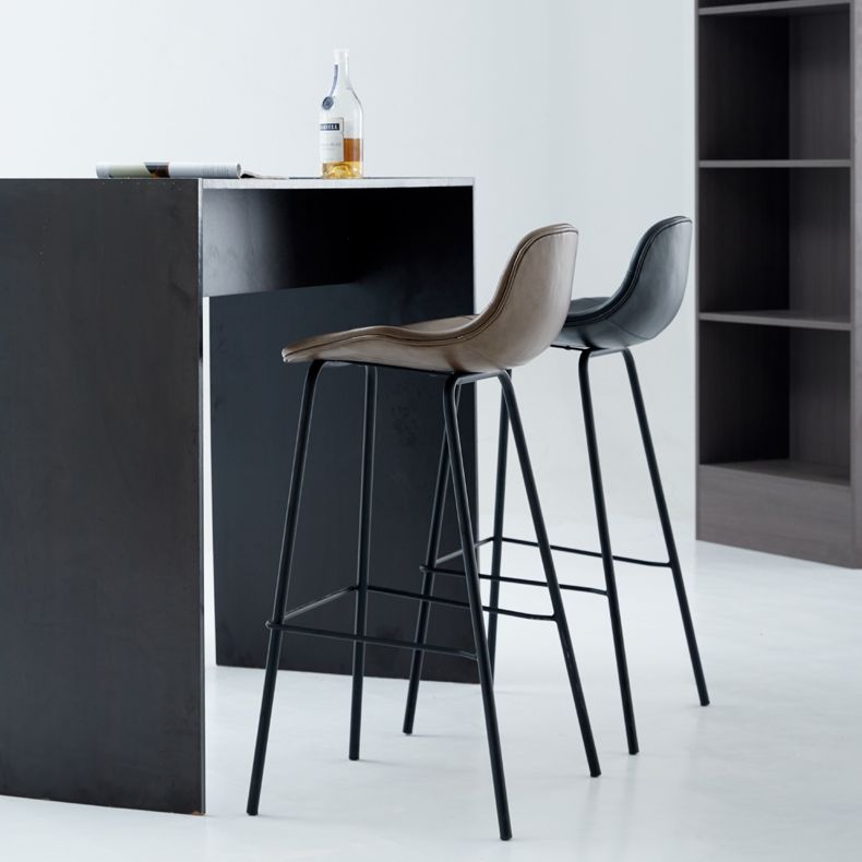 Contemporary Footrest Low Back Bar Stool Leather Counter Stool for Living Room Clearhalo 'Bar Furniture' 'Bar Stools' 'bar_stools' 'furn' 'furn_bar_stools' 'Furniture' 'Kitchen & Dining Furniture' 1200x1200_afc452d7-3dae-4721-97f2-6cc7b826e486