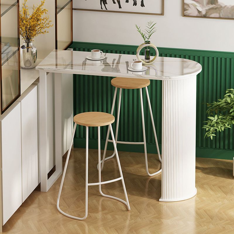 Modern White Marble Table Specialty Double Pedestal Table - 40.55" H Clearhalo 'Bar Furniture' 'Bar Tables' 'bar_tables' 'Furniture' 'furniture_bar_tables' 'Kitchen & Dining Furniture' 1200x1200_afc6cd62-b72c-45ef-b566-971400976062