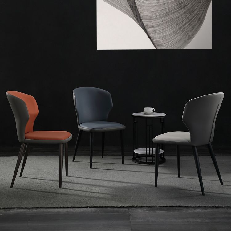 モダンレストランレザーサイドチェアマットフィニッシュウィングバックダイニングチェア