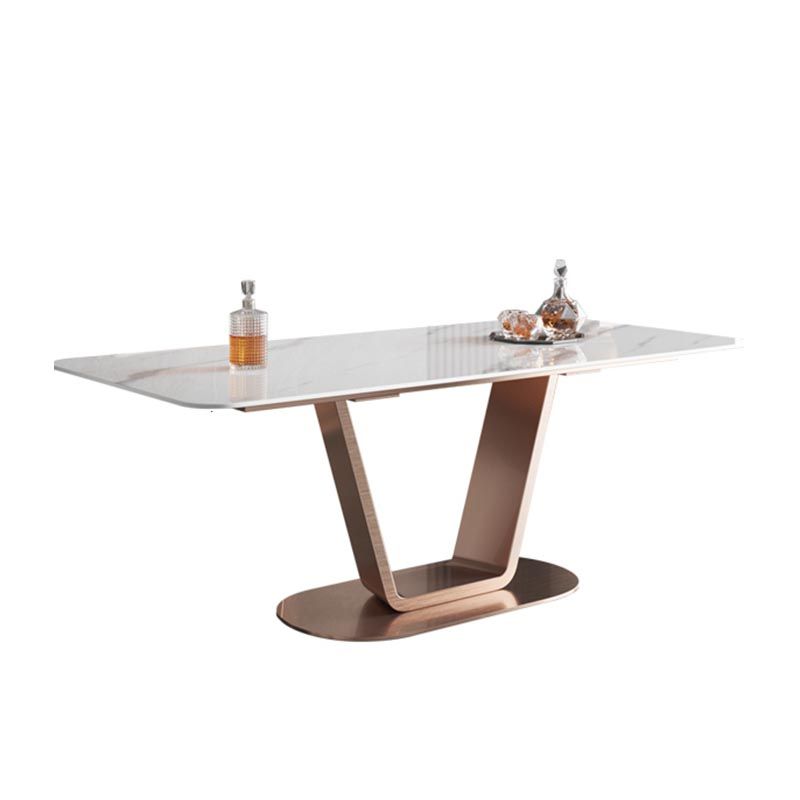 Rose Base Pedestal Casual Dining Table Rectangle Traditional Luxury Dining Table Clearhalo 'Dining Tables & Seating' 'Dining Tables' 'dining_table' 'furn' 'furn_dining_table' 'Furniture' 'Kitchen & Dining Furniture' 1200x1200_afc94527-ba4a-4b44-b025-88e59360c04e