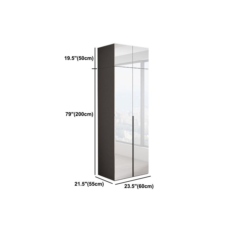 Guardaroba a specchio bianco armadio ingegnerizzato in legno.