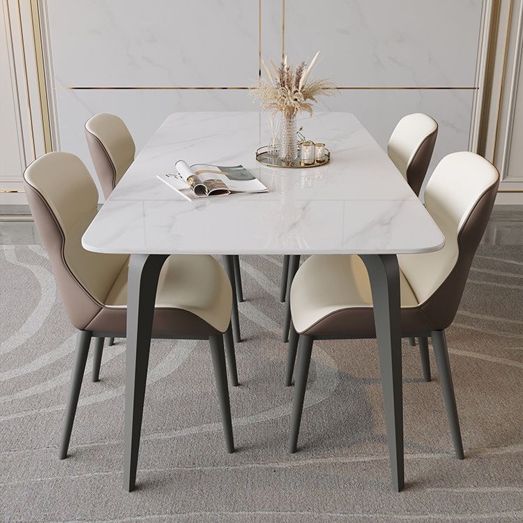 Medieval Modern Stone Dining Table 4 Legs Rectangle Table for Kitchen