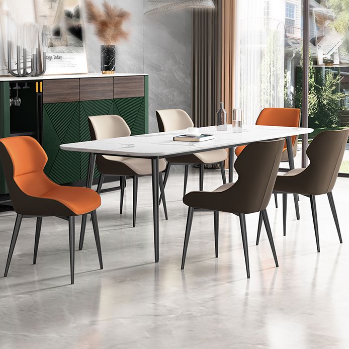 Modern Armless Dining Chairs Faux Leather Wingback Dining Side Chair Clearhalo 'Dining Chairs' 'Dining Tables & Seating' 'dining_chair' 'furn' 'furn_dining_chair' 'Furniture' 'Kitchen & Dining Furniture' 1200x1200_afcb685f-59f4-4a3e-9d59-fdbd241ddc56