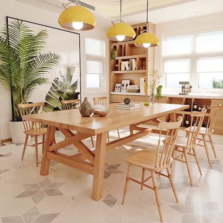 Modern Style Dining Table Solid Wood Rectangle Trestle Table for Home Clearhalo 'Dining Tables & Seating' 'Dining Tables' 'dining_table' 'furn' 'furn_dining_table' 'Furniture' 'Kitchen & Dining Furniture' 1200x1200_afcd44b0-016f-459a-ada8-89744266a20c