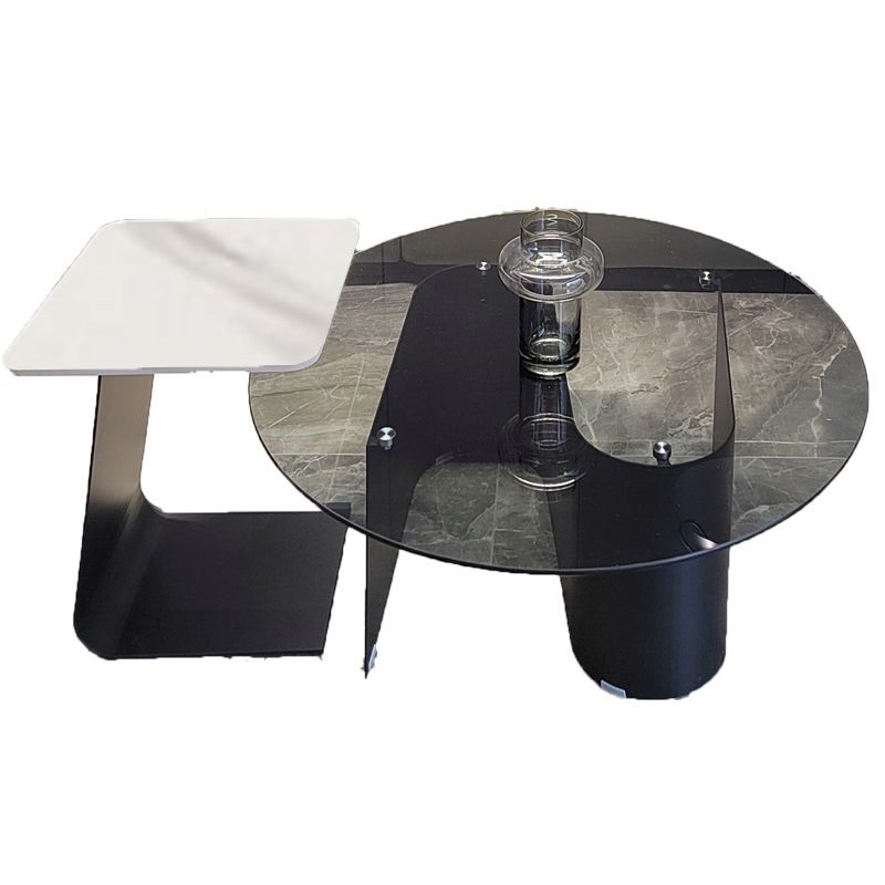 Ensemble de table basse sur pied en verre de table basse ronde moderne