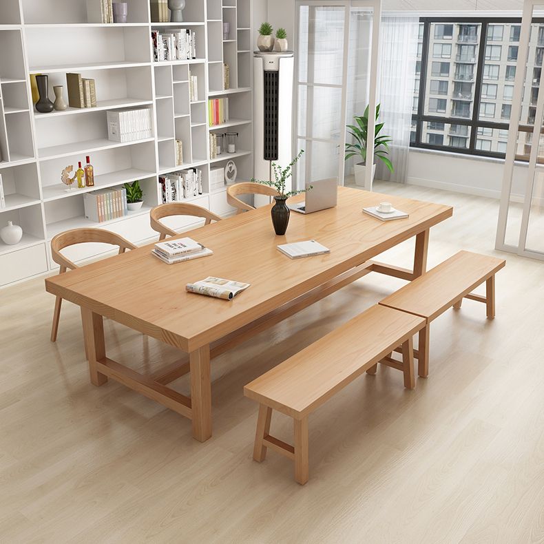 Rectangle Industrial Dining Room Table Pine Solid Wood Table with Trestle Base Clearhalo ' dining_table' 'Dining Tables & Seating' 'Dining Tables' 'furn' 'furn_dining_table' 'Furniture' 'furniture_dining_table' 'Kitchen & Dining Furniture' 'kitchen&dining_furn' 'kitchen' 'kitchen_dining_table' 1200x1200_afcf05e5-f34e-4978-8b65-e93245ef5cce