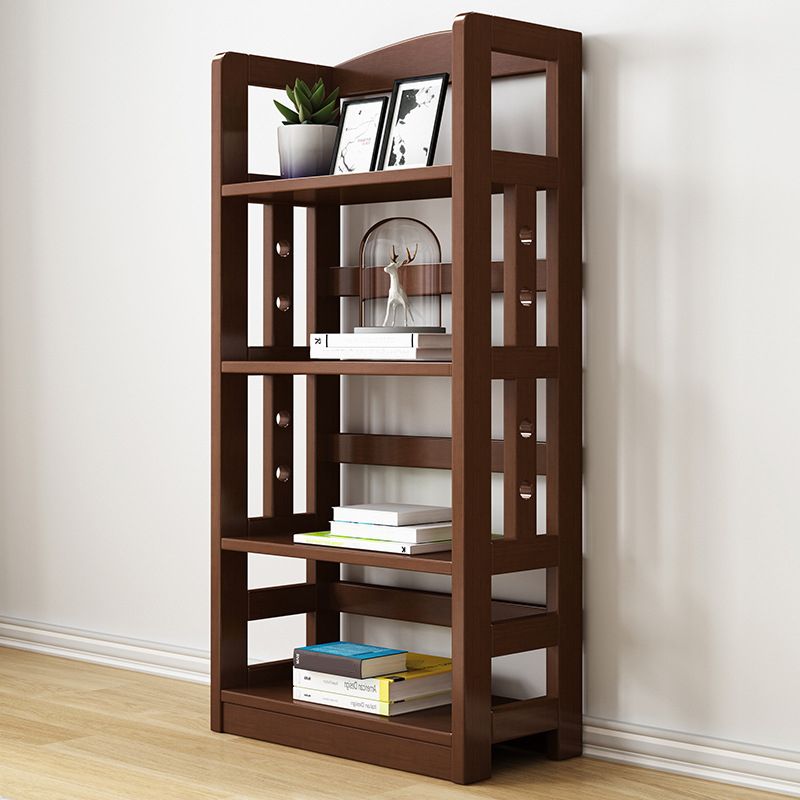 Rubber Wood Modern Bookcase Open Shelf Rectangular Bookcase for Study 11"W