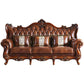 茶色の枕が付いた伝統的な房状のスプリットバック座席フレアアームソファ