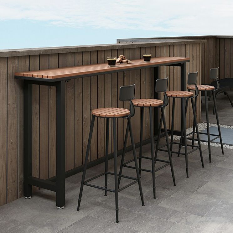Artificial Wood Bar Dining Table Modern Rectangle Bar Table with Trestle for Balcony Clearhalo 'Bar Furniture' 'Bar Tables' 'bar_tables' 'furn' 'furn_bar_tables' 'Furniture' 'Kitchen & Dining Furniture' 1200x1200_afd1839c-b219-473b-b2ca-5d0143937f63