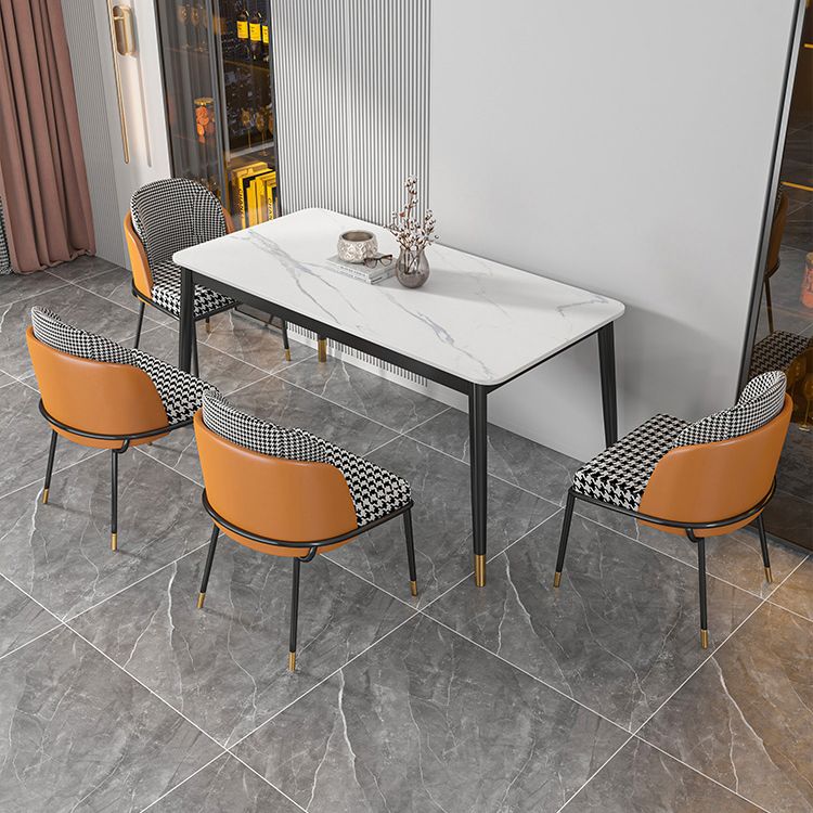 Glam Rectangle Dining Table Set 1/4/5/7 Pieces Dinette Set with Sintered Stone Top Clearhalo 'Dining Room Sets' 'Dining Tables & Seating' 'dining_room_set' 'furn' 'furn_dining_room_set' 'Furniture' 'Kitchen & Dining Furniture' 1200x1200_afd247ae-0fbe-4d80-b9c0-370e1e10db33