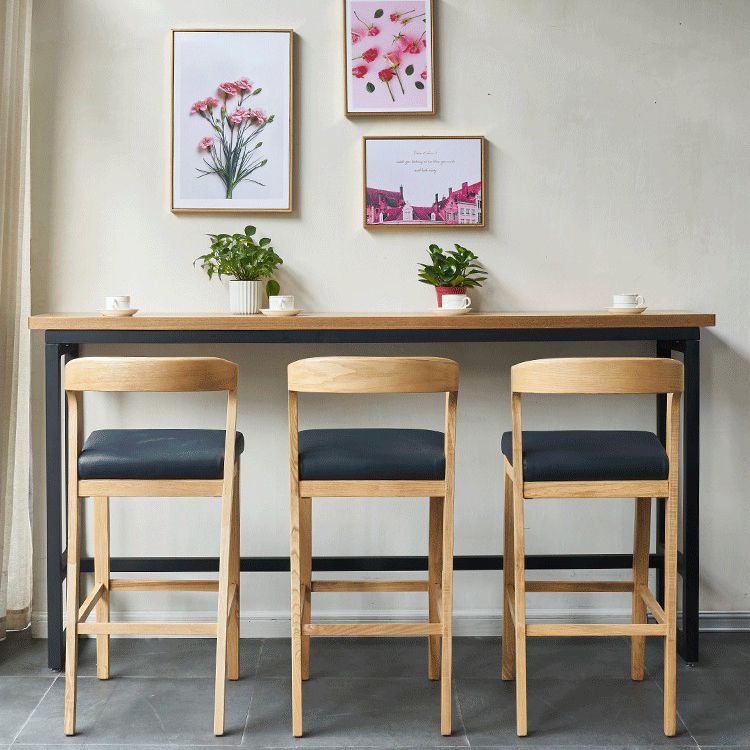 Sgabelli da bar per interni in pelle in legno massiccio contemporaneo