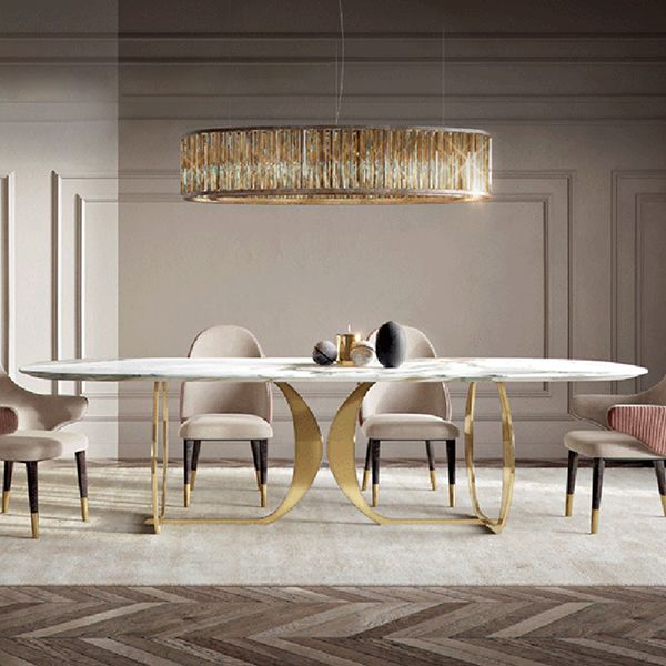 Rectangle Double Pedestal Furniture Luxury Style Stone Dining Room Collection Clearhalo 'Dining Tables & Seating' 'Dining Tables' 'dining_table' 'furn' 'furn_dining_table' 'Furniture' 'furniture_dining_table' 'Kitchen & Dining Furniture' 1200x1200_afd36d5b-82d7-4c6d-91a9-bc3d6f18da32