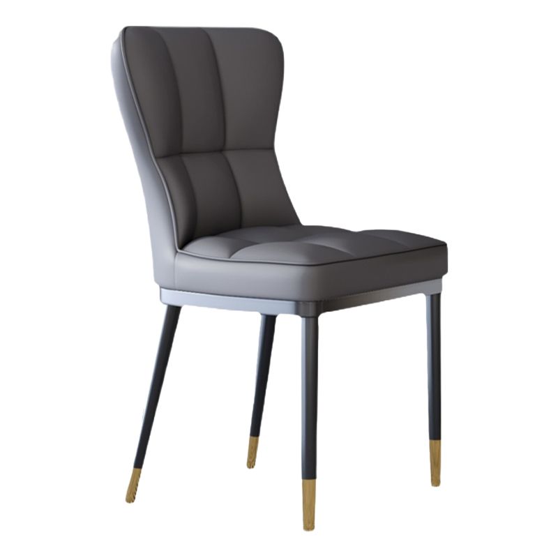 Scandinavian Home Side Chair Solid Back Metal Upholstered Dining Room Chair Clearhalo ' kitchen&dining_furn' 'Dining Chairs' 'Dining Tables & Seating' 'dining_chair' 'furn' 'furn_dining_chair' 'Furniture' 'furniture_dining_chair' 'Kitchen & Dining Furniture' 'kitchen' 1200x1200_afd3abc9-8364-4618-96be-eb318a745eea