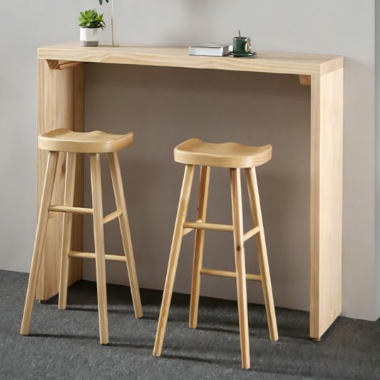 Rectangle Standard Height Bar Table Pine Solid Wood Bar Dining Table with Double Pedestal Clearhalo 'Bar Furniture' 'Bar Tables' 'bar_tables' 'furn' 'furn_bar_tables' 'Furniture' 'Kitchen & Dining Furniture' 1200x1200_afd3b296-5a34-4307-bffd-2ce9cddca1c1