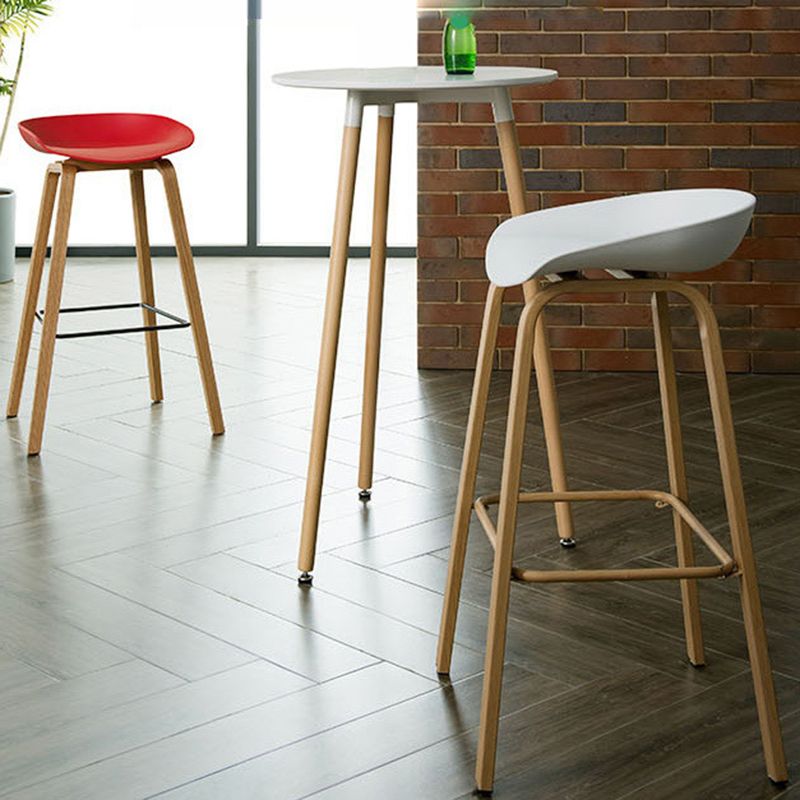 Scandinavian Bucket Armless Stool Plastic Bar Stool with Wood Legs Clearhalo 'Bar Furniture' 'Bar Stools' 'bar_stools' 'furn' 'furn_bar_stools' 'Furniture' 'Kitchen & Dining Furniture' 1200x1200_afd585fd-0a45-43b3-986d-65f9ee1f0fbf