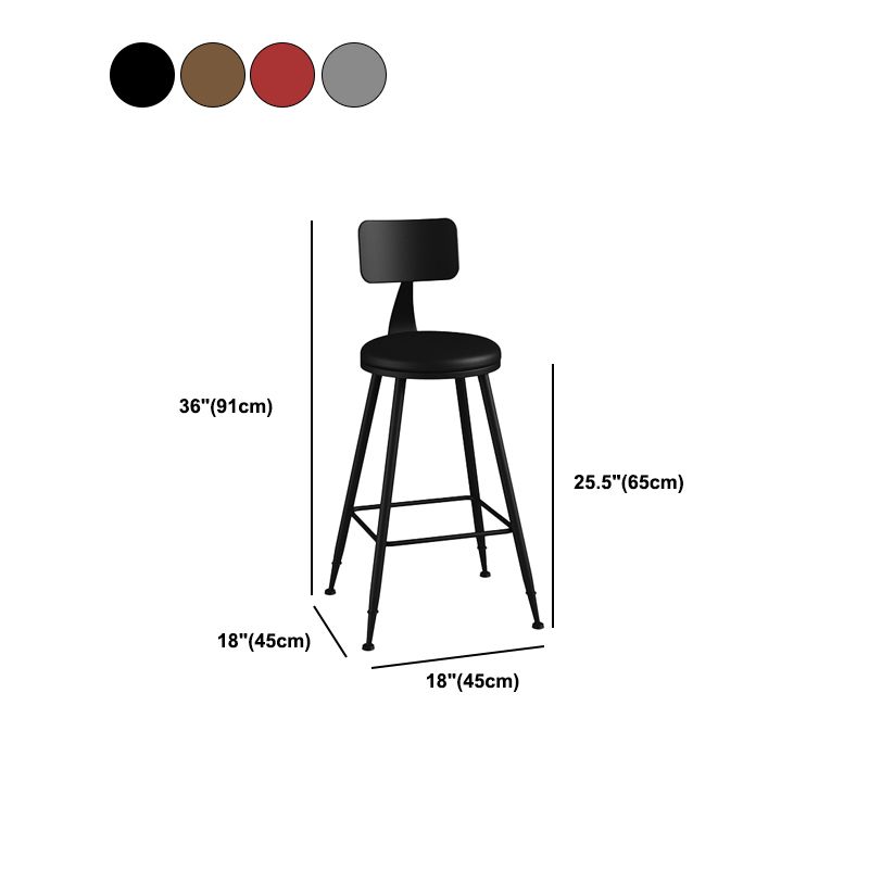 Modern Backrest Counter Stool Iron Bar Stool with Leather Cushion and Pedal for Cafe Clearhalo 'Bar Furniture' 'Bar Stools' 'bar_stools' 'furn' 'furn_bar_stools' 'Furniture' 'Kitchen & Dining Furniture' 1200x1200_afd61a29-2555-4920-82c4-4b5f45f30dda
