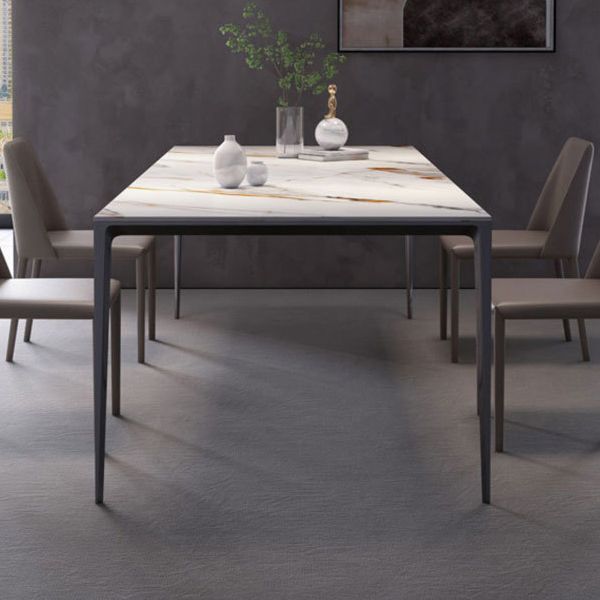 Stone Top Dining Table Contemporary Dining Table with 4 Legs in Black Clearhalo ' dining_table' 'Dining Tables & Seating' 'Dining Tables' 'furn' 'furn_dining_table' 'Furniture' 'furniture_dining_table' 'Kitchen & Dining Furniture' 'kitchen&dining_furn' 'kitchen' 'kitchen_dining_table' 1200x1200_afd63ce9-6fa2-4396-b87b-ee8071d3b5ad