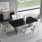 Black Stone Dining Table Set with Solid Back Chairs 1/2/4/5/7 Pcs Modern Dinette Set Clearhalo 'Dining Room Sets' 'Dining Tables & Seating' 'dining_room_set' 'furn' 'furn_dining_room_set' 'Furniture' 'Kitchen & Dining Furniture' 1200x1200_afd77588-7de2-4ccd-817c-a2575caf3c20