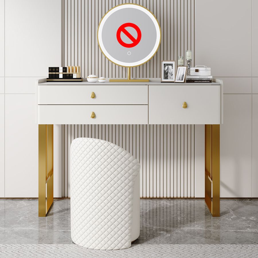 Stone Top Waschtisch Set 3/6 Aufbewahrungsschubladen Schminktisch mit gepolstertem Hocker