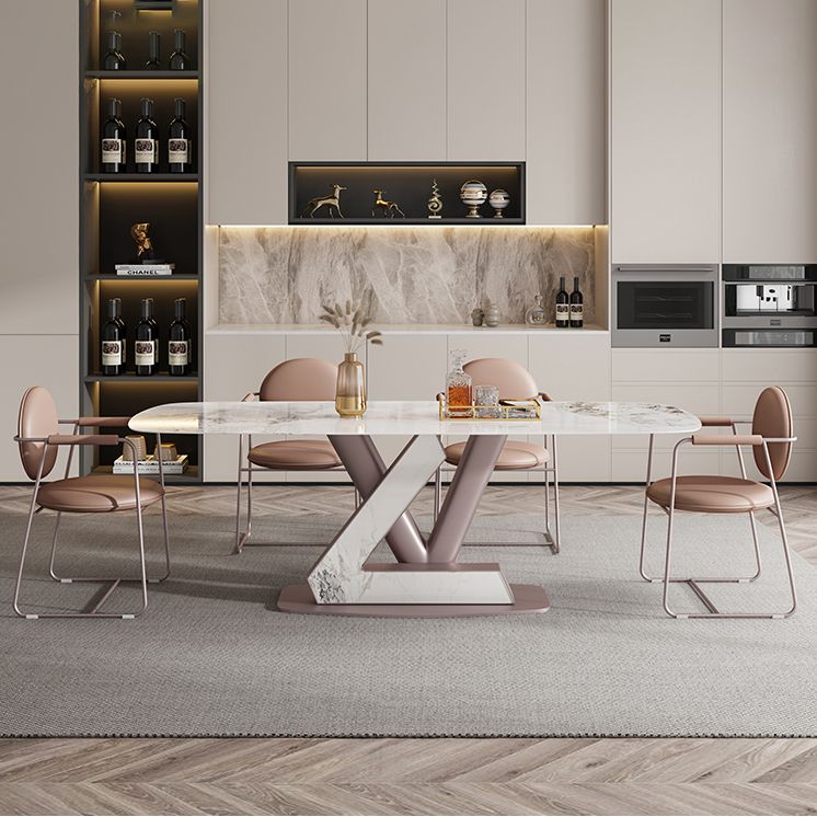 Dining Room Set Modern Sintered Stone Table with Pedestal Base Rectangle Dining Set for Restaurant Clearhalo 'Dining Room Sets' 'Dining Tables & Seating' 'dining_room_set' 'furn' 'furn_dining_room_set' 'Furniture' 'furniture_dining_room_set' 'Kitchen & Dining Furniture' 'kitchen&dining_furn' 'kitchen' 1200x1200_afd92f24-3e02-49c2-88c9-f78801c0bf8b