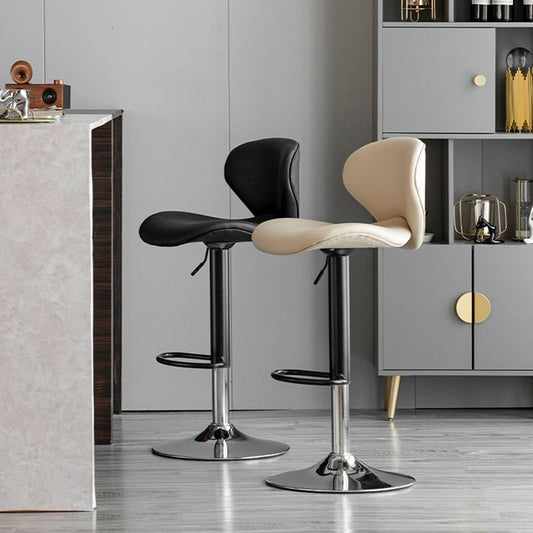Scandinavian Matte Finish Adjustable Height Swivel Bar Stool Leather Home Stool Clearhalo 'Bar Furniture' 'Bar Stools' 'bar_stools' 'furn' 'furn_bar_stools' 'Furniture' 'furniture_bar_stools' 'Kitchen & Dining Furniture' 1200x1200_afdb53f0-ea90-4993-aaa2-1f407d58942a