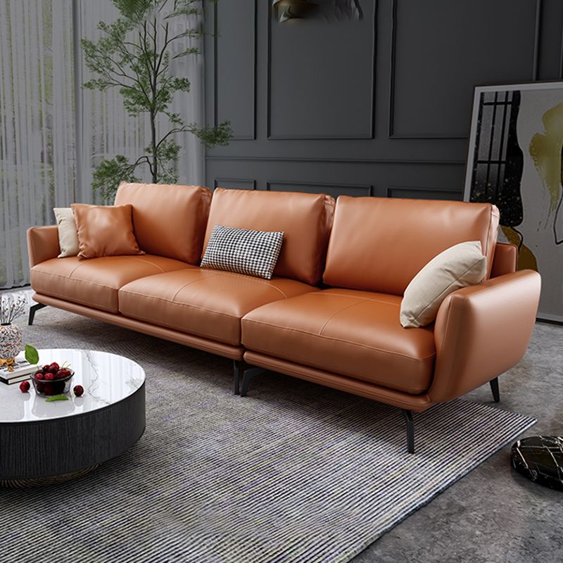 Mid-Century Modern Square Arm Sectional Sofa 34.65"H Cushion Back Sofa, Orange Clearhalo 'furn' 'furn_sectionals' 'Furniture' 'furniture_sectionals' 'Living Room Furniture' 'Sectionals' 1200x1200_afdbafa5-e9d0-4231-8428-763d35ba9cd7