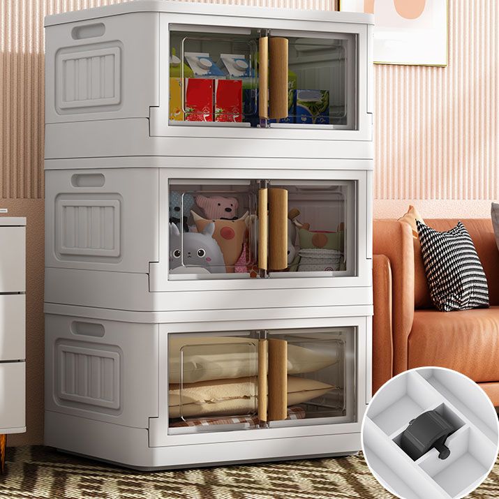 White Storage Cabinet Contemporary Hinged Wardrobe Cabinet for Bedroom