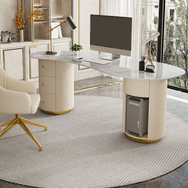 Bureau de bureau en pierre moderne de 29,53 pouces de haut de 3 tirages