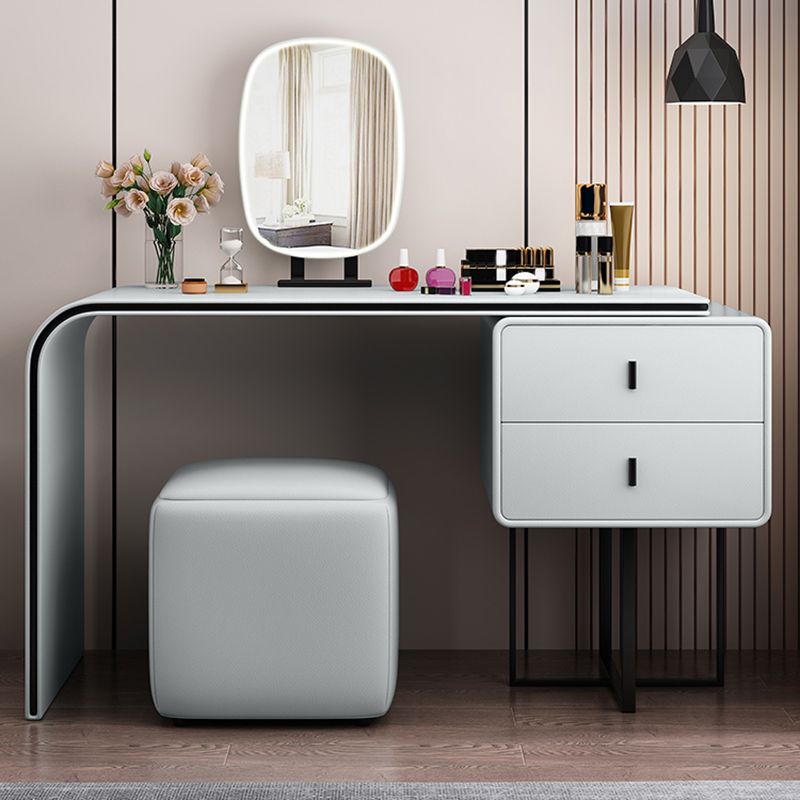 Glam Holz Waschtisch Schminktisch Set 2-Draste Make-up Eitelkeitstischtisch Tisch