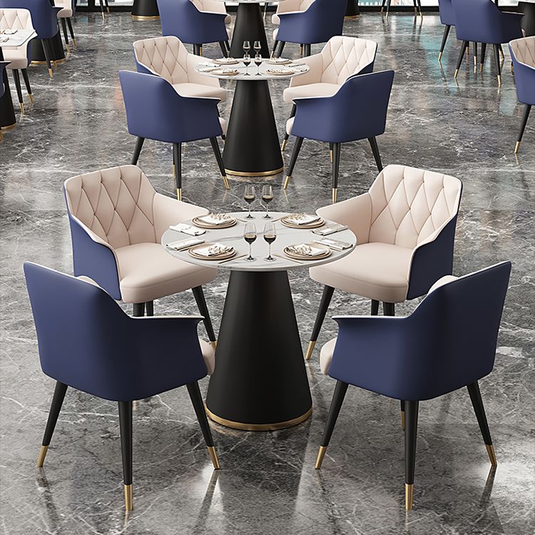 Glam Metal Arm Dining Chair Faux Leather Side Chairs for Home Use Clearhalo ' kitchen&dining_furn' 'Dining Chairs' 'Dining Tables & Seating' 'dining_chair' 'furn' 'furn_dining_chair' 'Furniture' 'furniture_dining_chair' 'Kitchen & Dining Furniture' 'kitchen' 1200x1200_afde439b-7262-40da-9499-8c63b1aff9a6