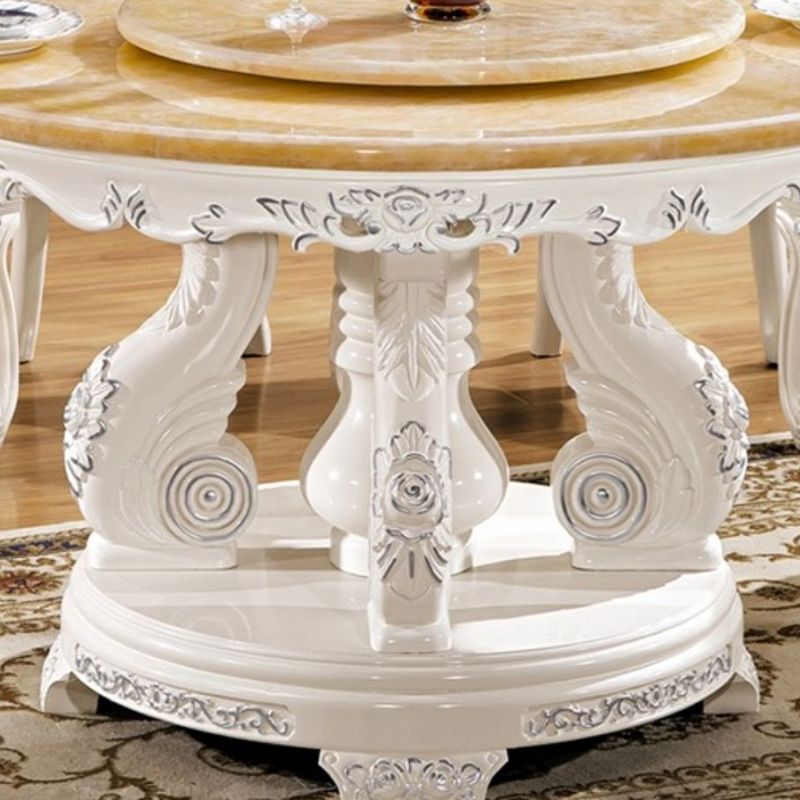 Round Shape Dining Site Table Marble Pedestal Dining Room Collection with Turntable Clearhalo 'Dining Tables & Seating' 'Dining Tables' 'dining_table' 'furn' 'furn_dining_table' 'Furniture' 'furniture_dining_table' 'Kitchen & Dining Furniture' 'kitchen' 'kitchen_dining_table' 1200x1200_afdffd1a-86ca-4d30-8304-e84f8bf821e2